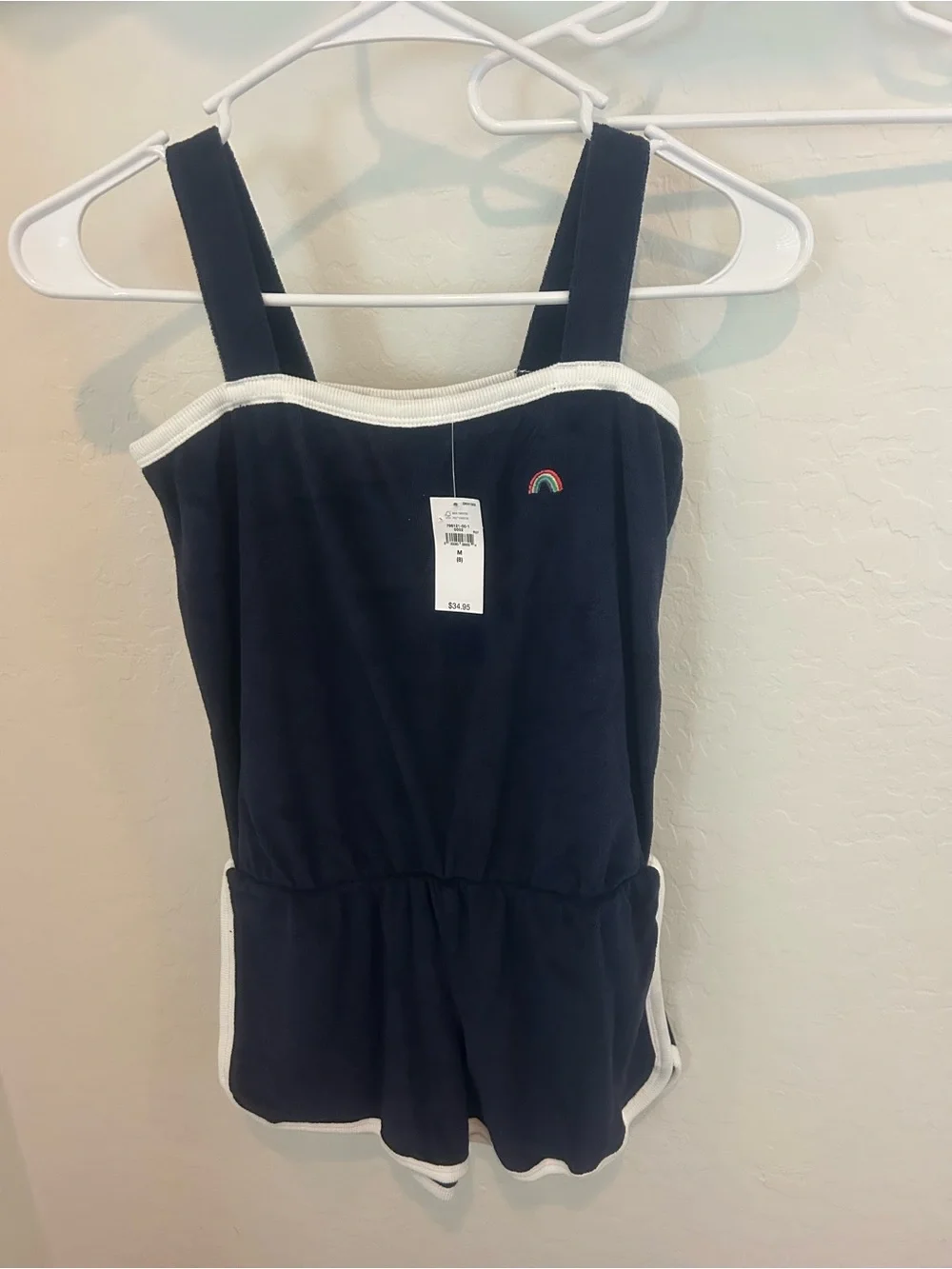 GAP Navy and White Girls' Romper Swim Coverup with Rainbow Patch